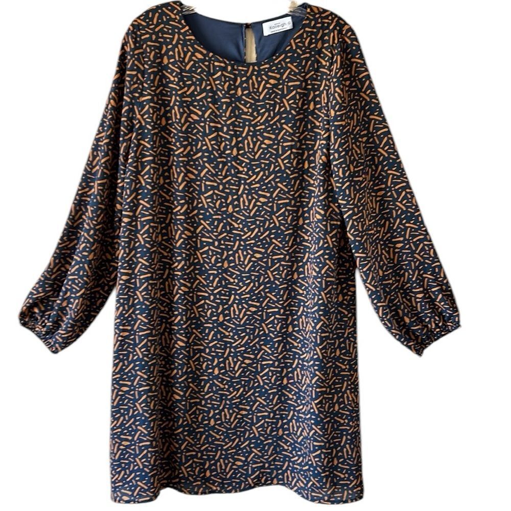 NEW Kaileigh Navy Blue And Orange Dress